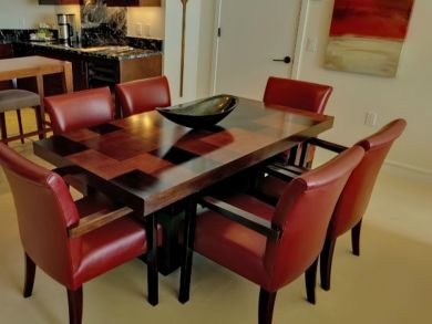Dining area seats six