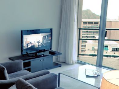 Living room with flat screen TV