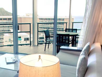 Balcony with table set
