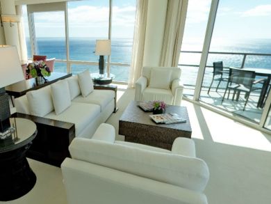 Living room with panoramic ocean view
