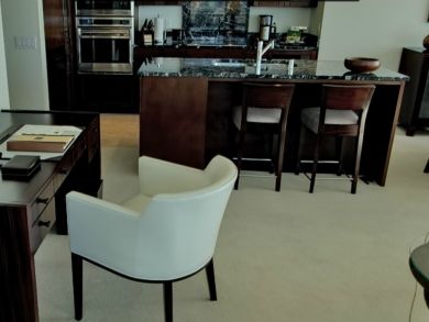 Desk & breakfast bar seats two