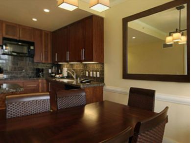 Dining area seats six