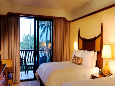 Sample guest bedroom with queen beds