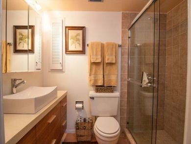 Modern bathroom with walk-in shower