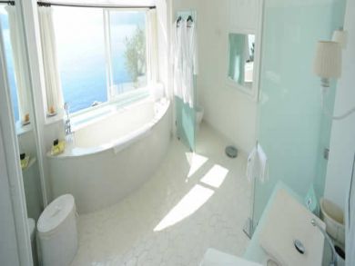 Bathroom with sea view