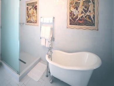 Bathroom with separate tub and shower
