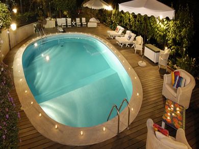 Night view of the swimming pool