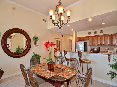 Dining area seats six