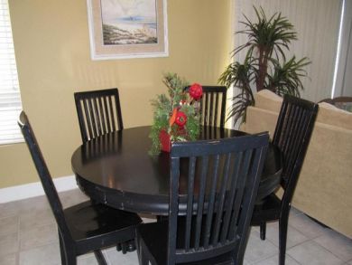 Dining area seats five Dining area seats five