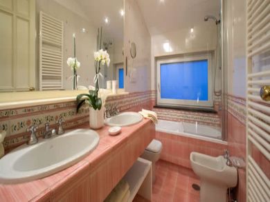 Bathroom with dual vanity & shower in tub Bathroom with dual vanity & shower in tub