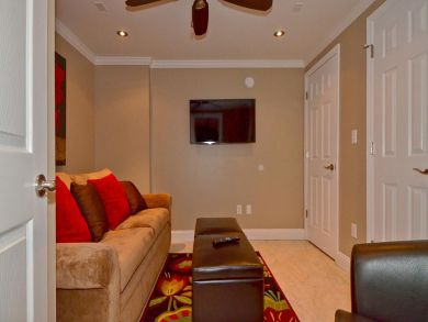 Den with sleeper sofa & flat screen TV