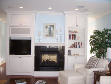 Living room with fireplace & flat screen TV