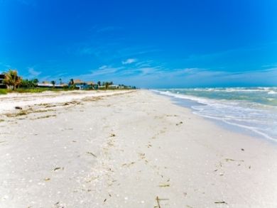 Wide white sandy beach