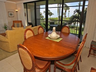 Dining area seats six