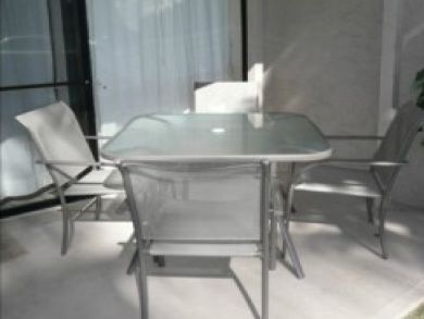 Porch with table set