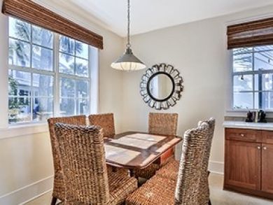 Dining area seats six