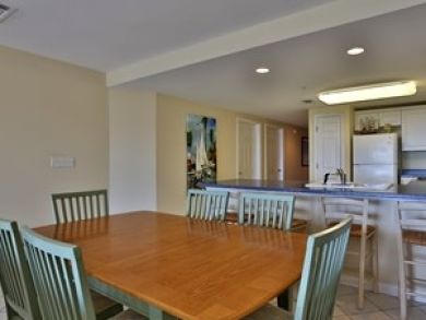 Dining area seats six