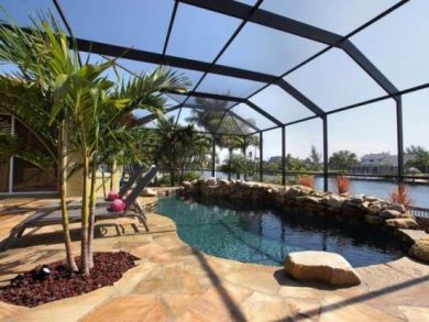 Canal front swimming pool