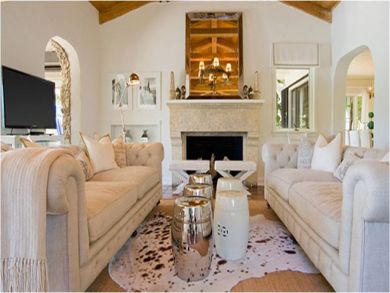 Living room with fireplace & flat screen TV