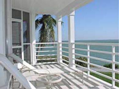 Sun loungers on balcony
