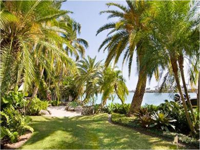 Tropical garden & water view