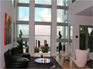 Living room with bay view