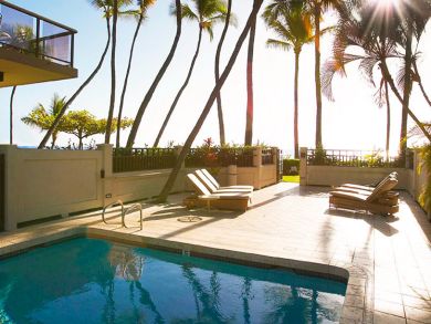 Poolside lounging area