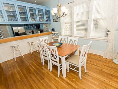 Dining area seats six