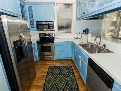 Kitchen with stainless steel appliances