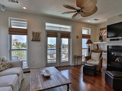 Fireplace & flat screen TV in living area