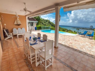 Porch with table set