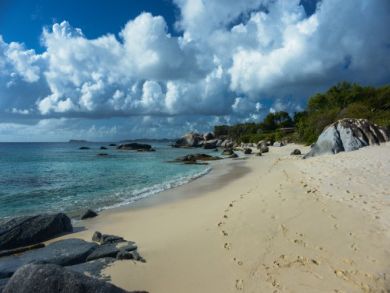 Little Trunk Bay is a short 2-3 minutes walk from the villa