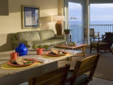 Open plan living space with gulf view