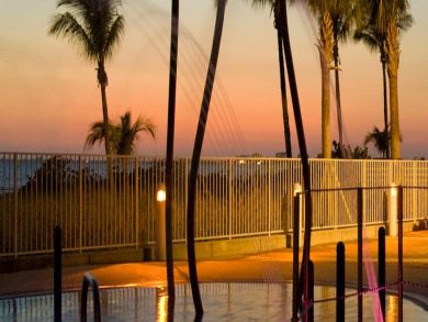 Pool view at night