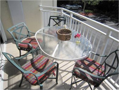 Balcony with table set Balcony with table set