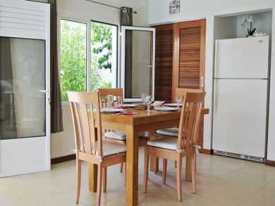 Dining area seats four