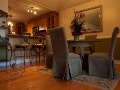 Dining area seats four