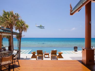 Pool deck with sun loungers
