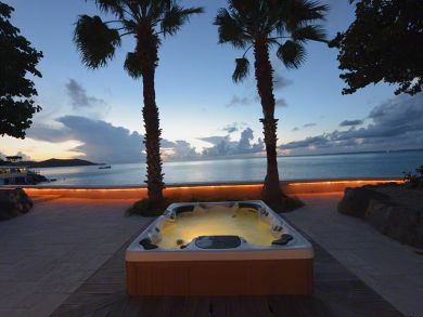 Hot tub view at night