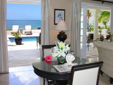 Living area open to pool
