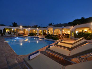 Pool view at night