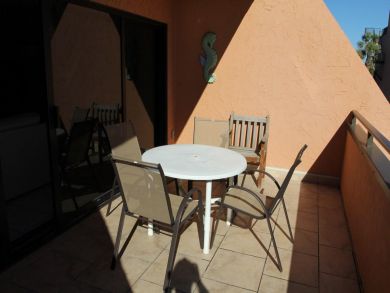Balcony with table set