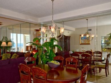 Dining area seats six