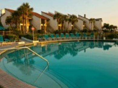 Poolside lounging area