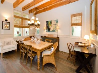 Dining area seats six