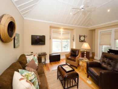 Sitting area in carriage house bedroom