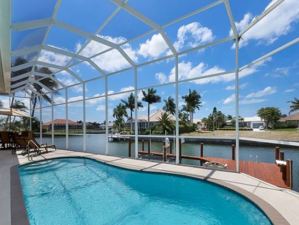 Marco Island Vacation Home Upscale Interior Pool & Boat Dock