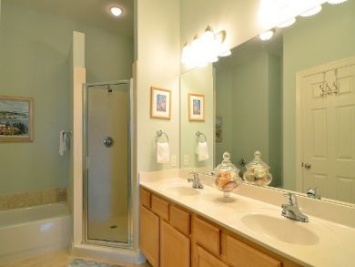 Master bathroom with tub & walk-in shower Master bathroom with tub & walk-in shower