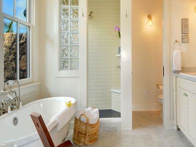 Bathroom with separate tub & shower