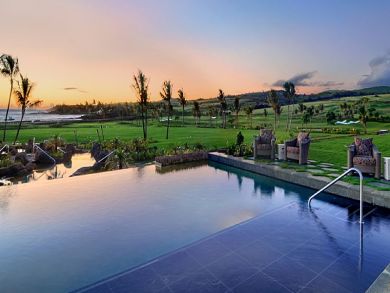 Poolside lounging area